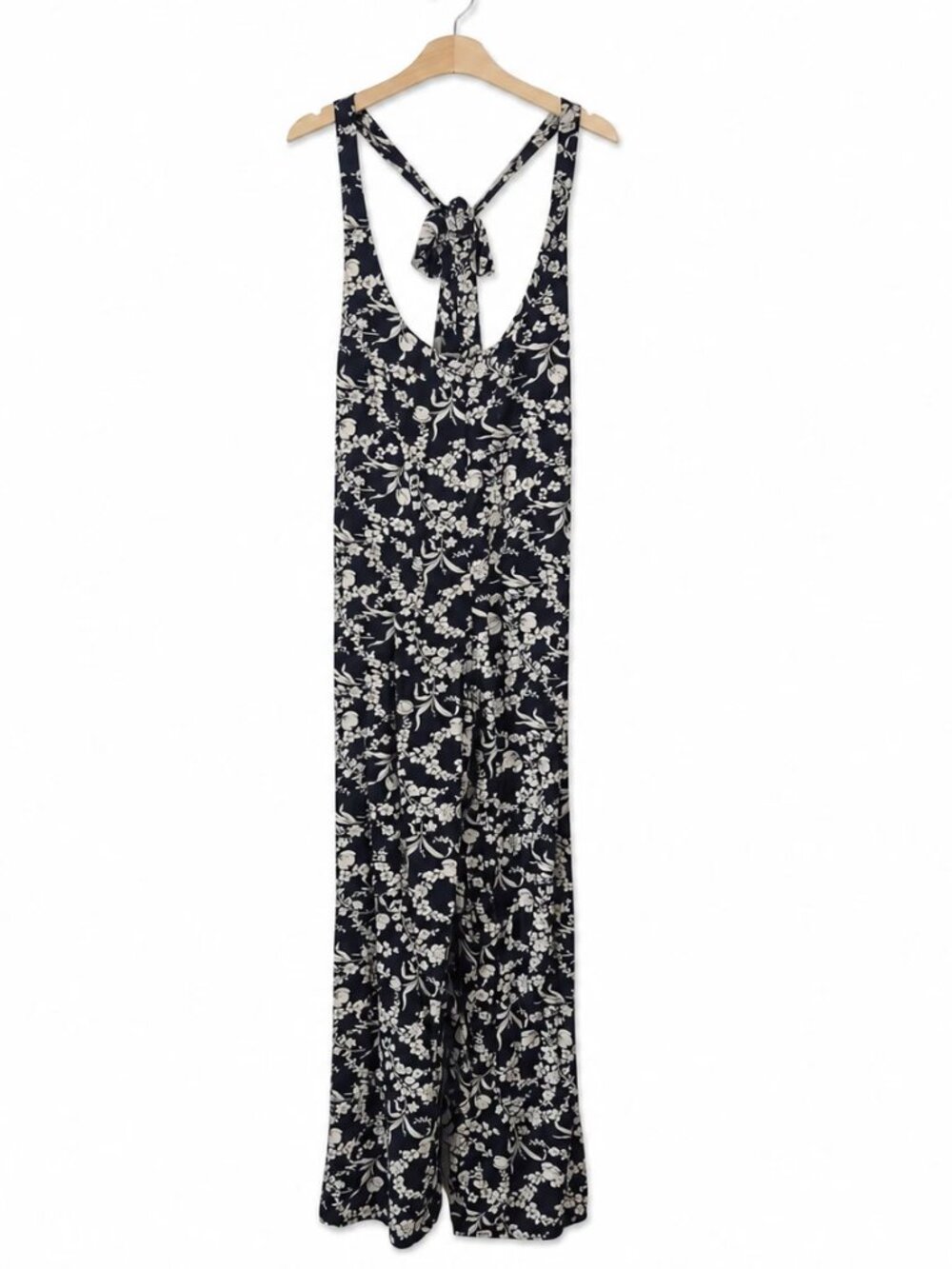 Love Sadie Women's Medium Jumpsuit Halter Neck Floral Wide Leg Black Cream